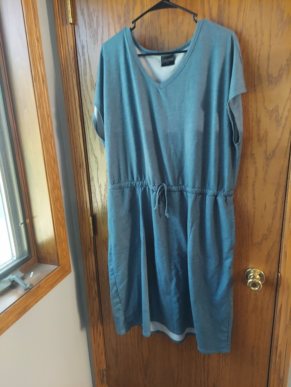 32 Degrees Cool Womens XXL Soft Lux V-Neck Drawstring Waist Dress Heather Blue P